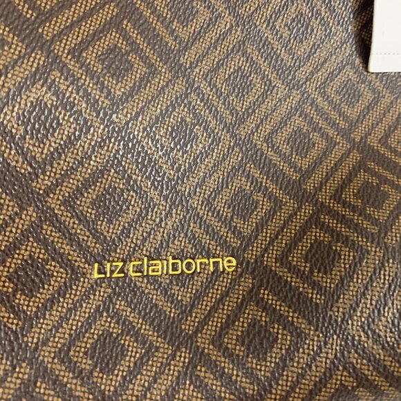 Liz Claiborne Brown Tote, Brown Monogram Bag, NWT, LC Tuxedo Tote Holiday Gift - Picture 8 of 15